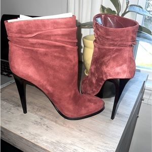 Brand new booties, 6 inch heel, Burgundy color, size 8.5, suede, Aldi